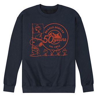Men's Peanuts Beagle Scout Snoopy Flag Logo Fleece Sweatshirt