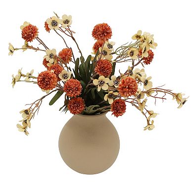 Pompon Mum Arrangement In Ceramic Vase