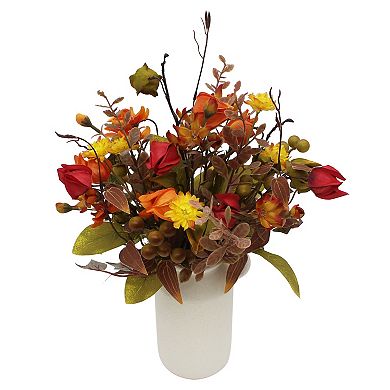 Fall Floral Arrangement In Handle Vase