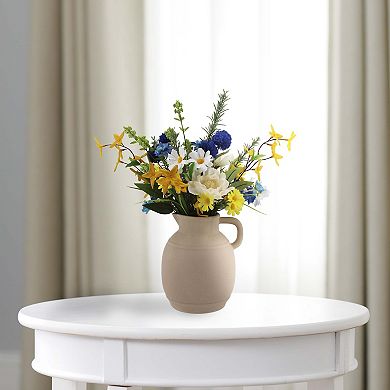 Mixed Florals In Ceramic Handled Vase