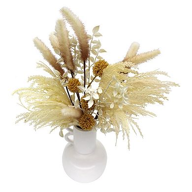 Artificial Wild Grass Arrangement In Handled Vase Floral Arrangement Table Decor