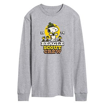 Men's Peanuts Beagle Scout Crew Long Sleeve Graphic Tee