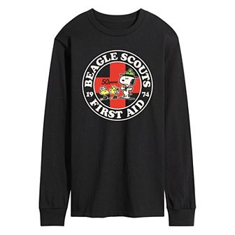 Men's Peanuts Beagle Scout First Aid Long Sleeve Graphic Tee