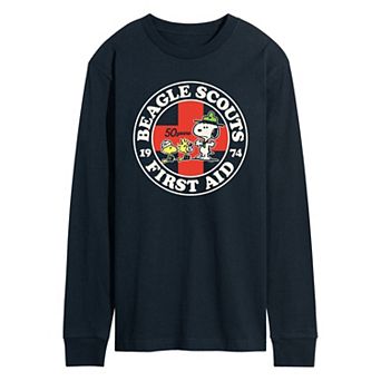 Men's Peanuts Beagle Scout First Aid Long Sleeve Graphic Tee