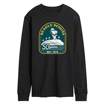 Men's Peanuts Beagle Scout 50 Year Mountain Long Sleeve Graphic Tee
