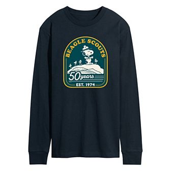 Men's Peanuts Beagle Scout 50 Year Mountain Long Sleeve Graphic Tee