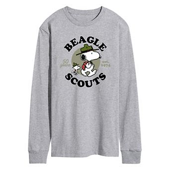 Men's Peanuts Beagle Scout Snoopy Woodstock Long Sleeve Graphic Tee