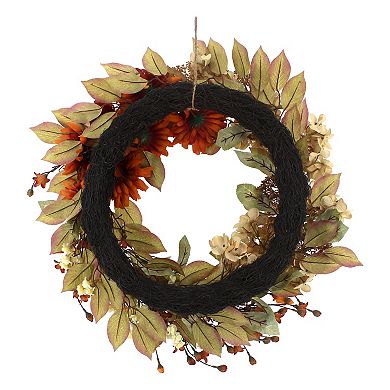 Artificial Hydrangea And Trailing Branch Wreath