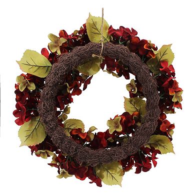 Artificial Red Hydrangea Wreath