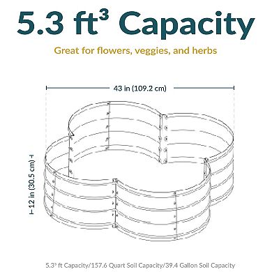 Sunnydaze 4-Leaf Clover-Shaped Galvanized Steel Raised Planter Bed - Gray