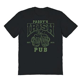 Men's St Patrick's Day Paddys IrishPub Outline Graphic Tee