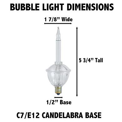 Novelty Lights Traditional Glitter Christmas Bubble Light Replacement Bulbs, C7/E12 Candelabra Base 5 Watt Light 3 Pack
