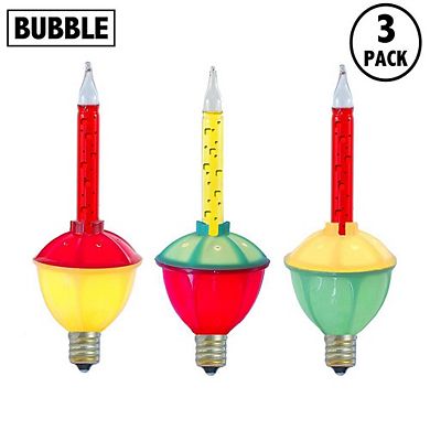 Novelty Lights Traditional Christmas Bubble Light Replacement Bulbs C7/e12 Candelabra Base 3 Pack