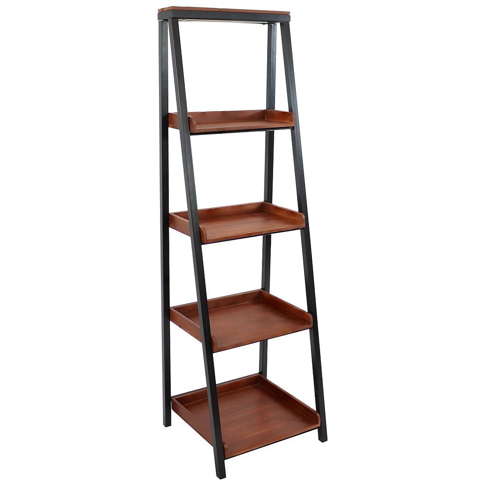 Sunnydaze Indoor 4-shelf Acacia Wood Ladder Bookshelf - 59.75