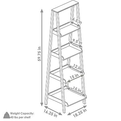 Sunnydaze Indoor 4-shelf Acacia Wood Ladder Bookshelf - 59.75" H