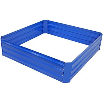 Sunnydaze Square Galvanized Steel Raised Bed - 4 x 4 x 1 ft - Silver