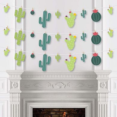 Big Dot Of Happiness Prickly Cactus Party - Fiesta Diy Decor Clothespin Garland Banner -44 Pc