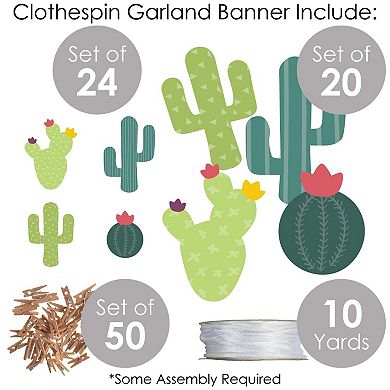 Big Dot Of Happiness Prickly Cactus Party - Fiesta Diy Decor Clothespin Garland Banner -44 Pc