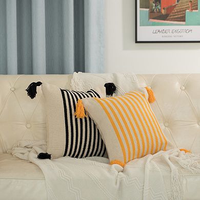 Handwoven Cotton Throw Pillow Cover with Striped Lines with Filler