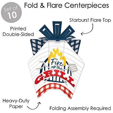 Big Dot Of Happiness Fire Up The Grill - Decor Picnic Party Fold & Flare Centerpieces 10 Ct