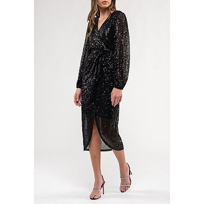 knee length dresses for ladies Athena Silver Metallic Cutout Drape Mini Dress XL