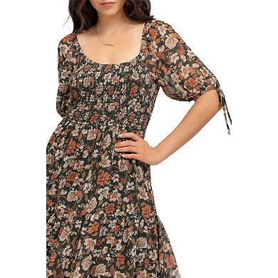 August Sky Women's Floral Tiered Midi Dress