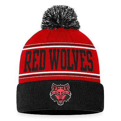 Men's Top of the World Scarlet Arkansas State Red Wolves Draft Cuffed Knit Hat with Pom