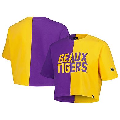 Women's Hype and Vice Purple/Gold LSU Tigers Color Block Brandy Cropped T-Shirt