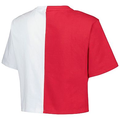 Women's Hype and Vice Crimson/White Oklahoma Sooners Color Block Brandy Cropped T-Shirt