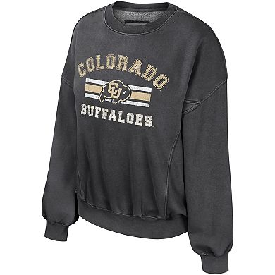 Women's Colosseum Black Colorado Buffaloes Audrey Washed Pullover Sweatshirt