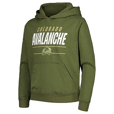Youth Levelwear Olive Colorado Avalanche Podium Fleece Pullover Hoodie