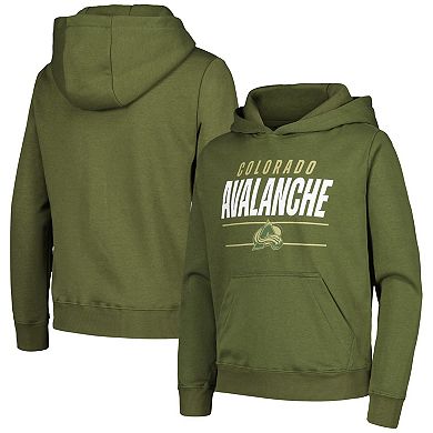 Youth Levelwear Olive Colorado Avalanche Podium Fleece Pullover Hoodie