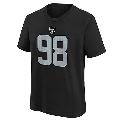 Youth Nike Maxx Crosby Black Las Vegas Raiders Player Name & Number T-Shirt