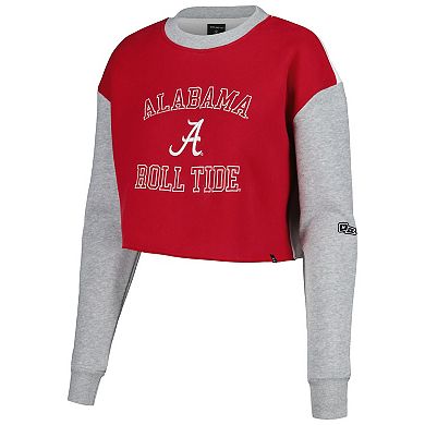 Women's Hype and Vice Crimson Alabama Crimson Tide Colorblock Rookie Crew Pullover Sweatshirt