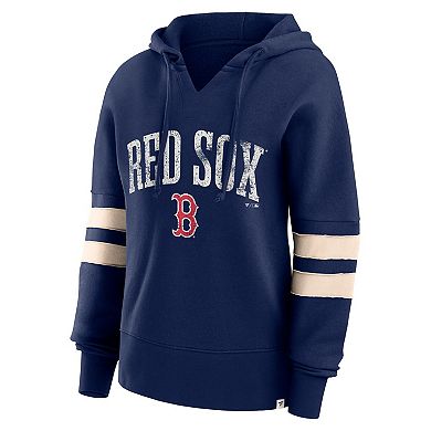 Women's Fanatics Branded Navy Boston Red Sox Bold Move Notch Neck Pullover Hoodie