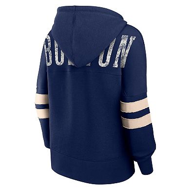Women's Fanatics Branded Navy Boston Red Sox Bold Move Notch Neck Pullover Hoodie