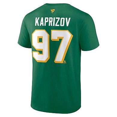 Men's Fanatics Branded Green Kirill Kaprizov Minnesota Wild Authentic Stack Name & Number T-Shirt