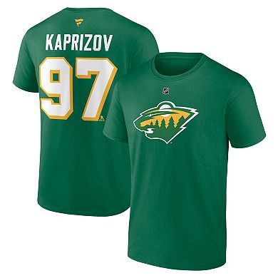 Men's Fanatics Branded Green Kirill Kaprizov Minnesota Wild Authentic Stack Name & Number T-Shirt