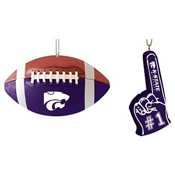 The Memory Company Kansas State Wildcats Football & Foam Finger Ornament Two-Pack