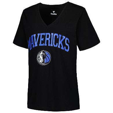 Women's Profile Black Dallas Mavericks Plus Size Arch Over Logo V-Neck T-Shirt