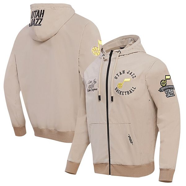 Men s Pro Standard Khaki Utah Jazz Hybrid Full Zip Hoodie