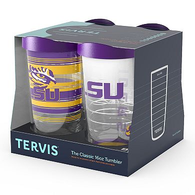 Tervis LSU Tigers 4-Pack 16oz. Emblem, Hype Stripes, Arctic & Competitor Tumbler Set