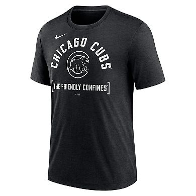 Men's Nike Heather Black Chicago Cubs Swing Big Tri-Blend T-Shirt
