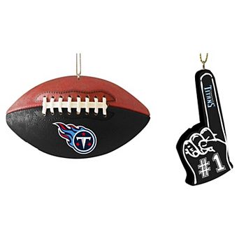 The Memory Company Tennessee Titans Football & Foam Finger Ornament Two-Pack