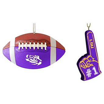 The Memory Company LSU Tigers Football & Foam Finger Ornament Two-Pack