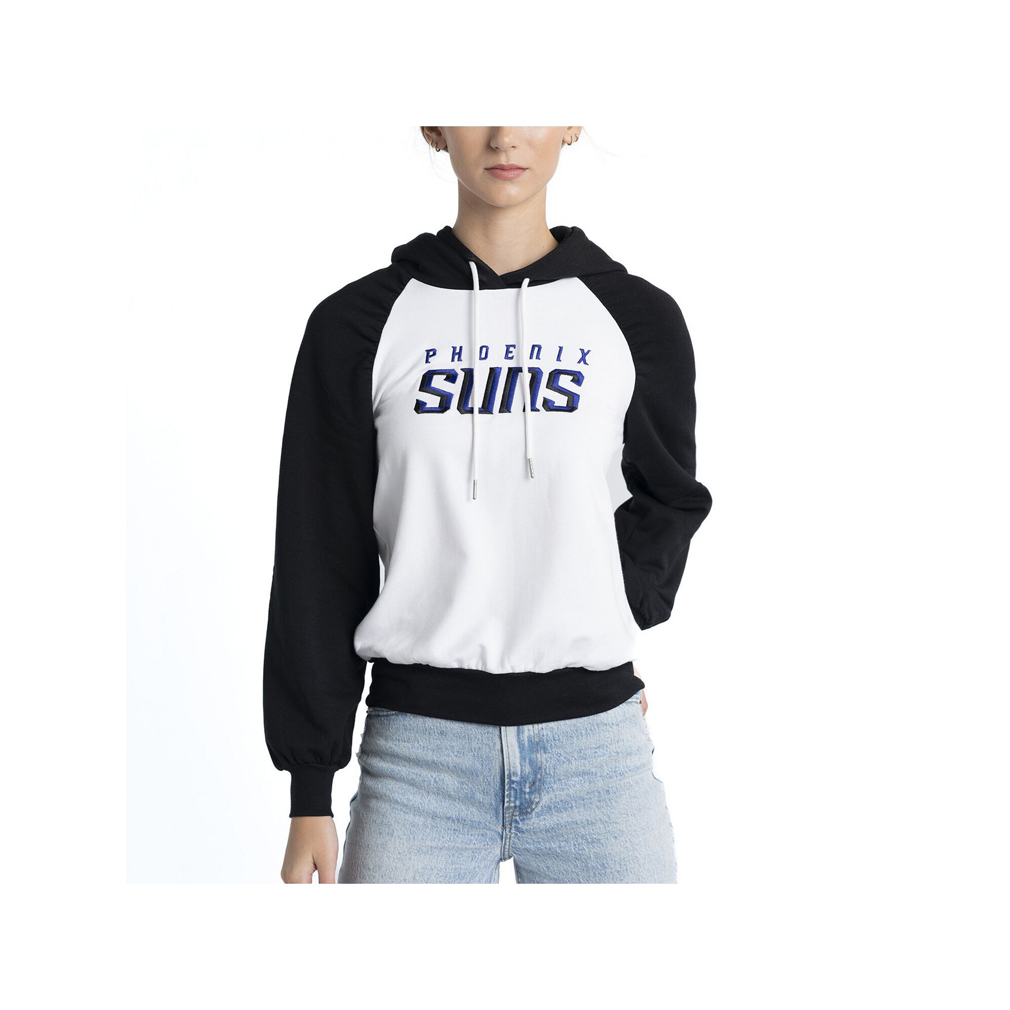 Womens Lusso White Phoenix Suns Marlowe Tri-Blend Raglan Pullover Hoodie, 