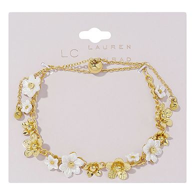 LC Lauren Conrad Gold Tone Mother Of Pearl Floral Bracelet