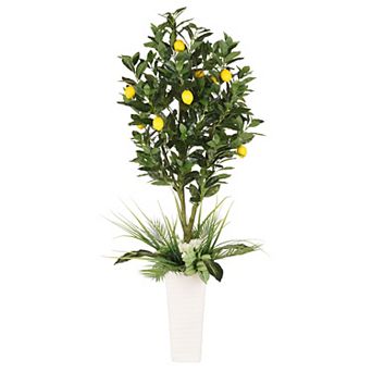 Puleo International Inc. 6 ft. Artificial Lemon Tree with Decorative Pot