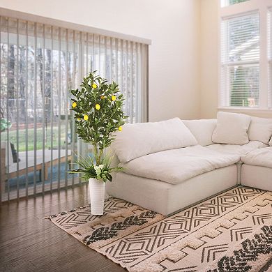 Puleo International Inc. 6 ft. Artificial Lemon Tree with Decorative Pot