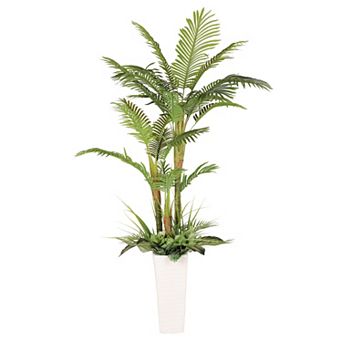 Puleo International Inc. 6 ft. Artificial Areca Palm Tree with Decorative Pot